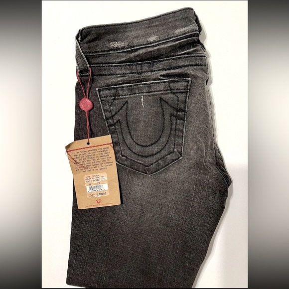 NWT True Religion Womens Sz 29 Designer Petite Denim Skinny Jeans Black Short - Picture 12 of 12